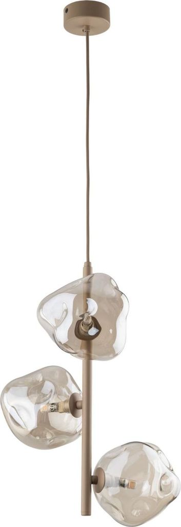 Hängelampe Metall Rauchglas G9 29 cm breit H: max. 90 cm Beige Cognac 3-flammig Modern Pendelleuchte
