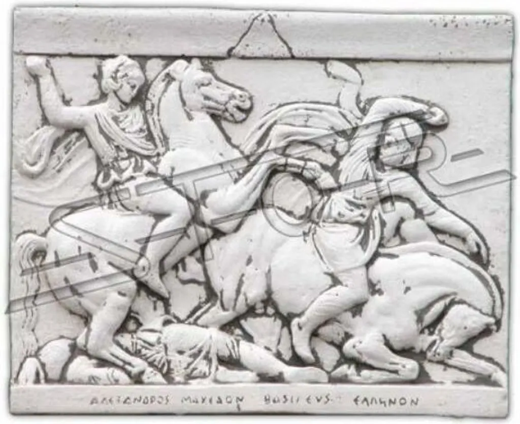 Rilievo Alessandro il Grande Cavallo Bucefalo - Placca in Pietra