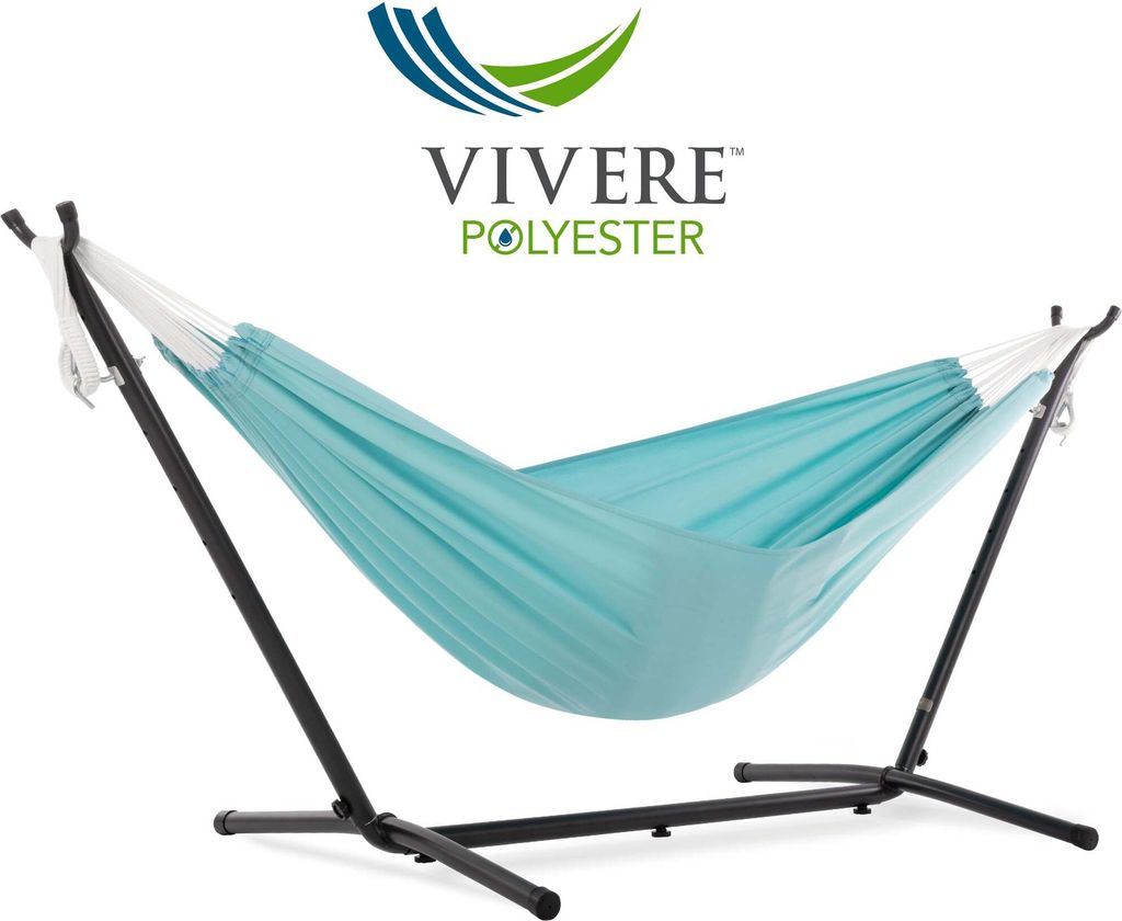 VIVERE Hängematte aus Polyester mit Gestell 250 cm – 200 kg Belastung -Aqua