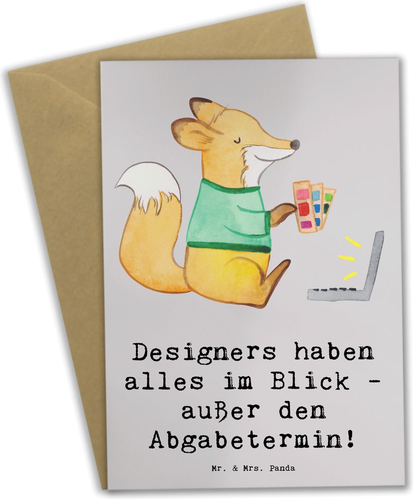 Mr. & Mrs. Panda Grußkarte Designer Überblick - Grau Pastell - Geschenk, Berufsleben, Industrial Design, Freunde, Grafikdesign, Formen, Webdesign...