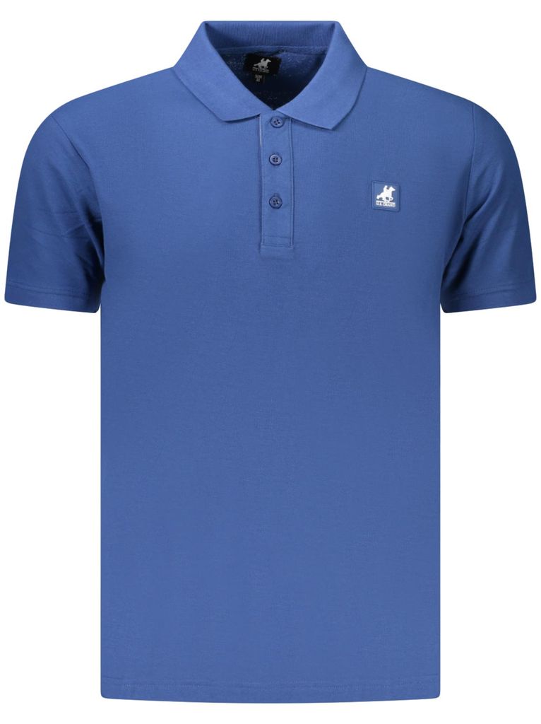 Herren Kurzarm-Polohemd Blau mit Logo und Applikation
