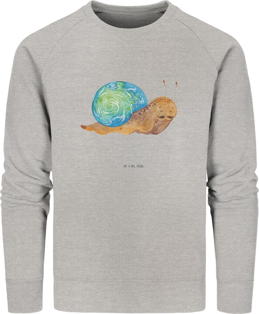 Mr. & Mrs. Panda Baumwoll Sweatshirt Schnecke Sir Größe L - Heather Grey - Geschenk, Sweater, Pulli, Weisheit, Lebensmut, Schnecken, Lebenszeit, ...