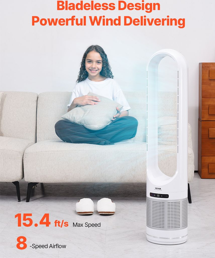 Ventilateur de bureau - Sans Pales - 9 Vitesses - Minuterie 9H