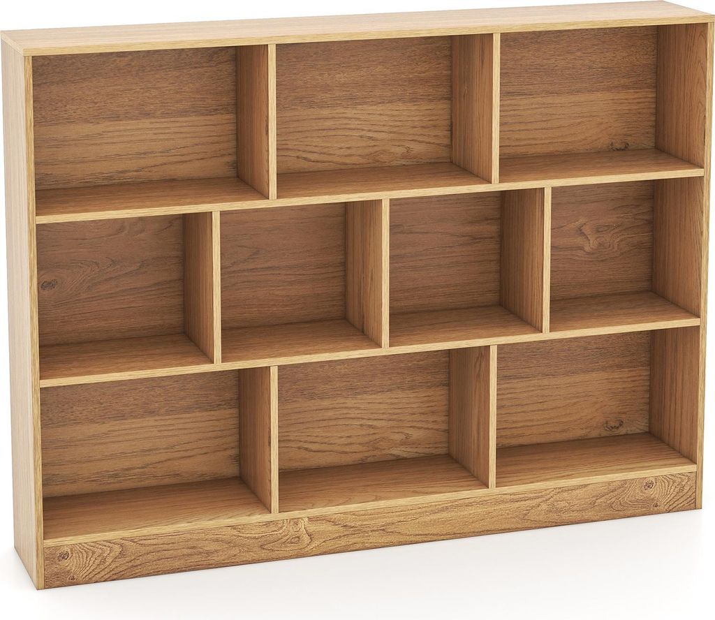 GOPLUS Bücherregal, 3 Ebenen Würfelregal freistehend, Standregal Kinderregal Spielzeugregal Bücherschrank für Leseecke, Natur,140 x 24 x 104 cm