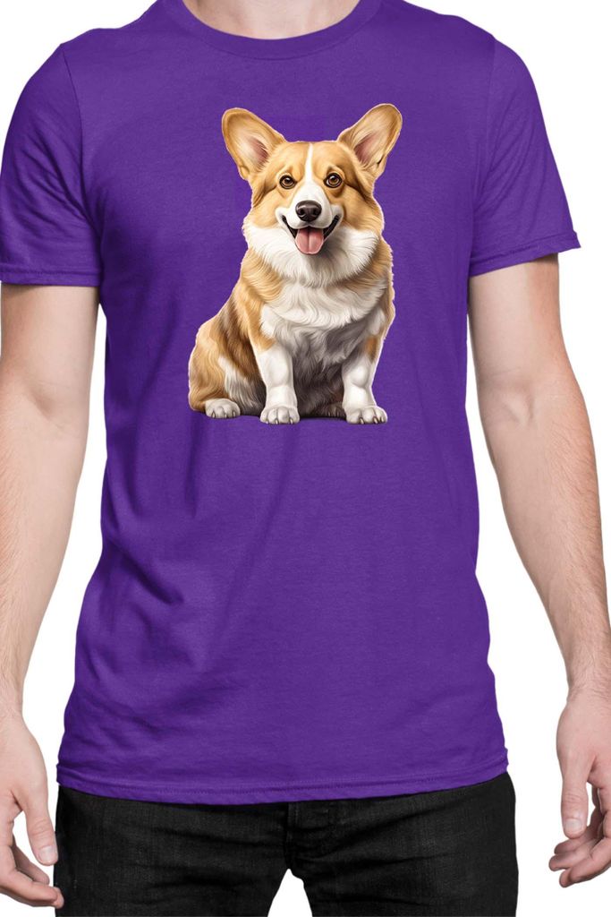 Herren T-Shirt Dogs Breeds Pembroke Welsh Corgi Dog Breed 006, Man 3XL / Lila