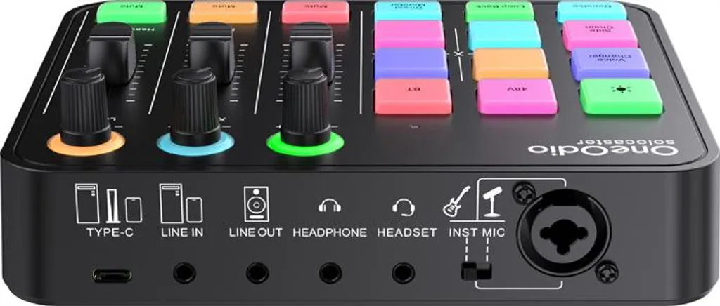 Oneodio Solocaster carte son avec effets DSP et Bluetooth pour podcasting