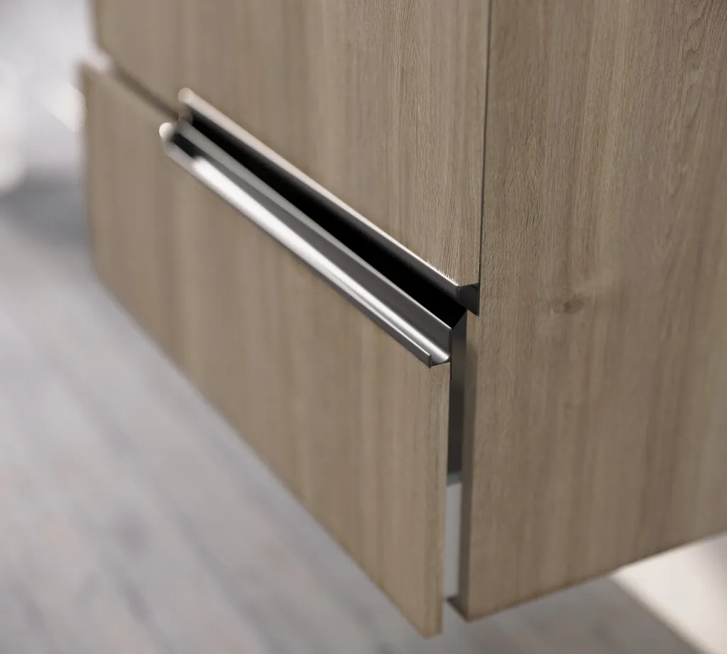 Meuble sous vasque 80cm chêne foncé et vasque céramique blanche - 3