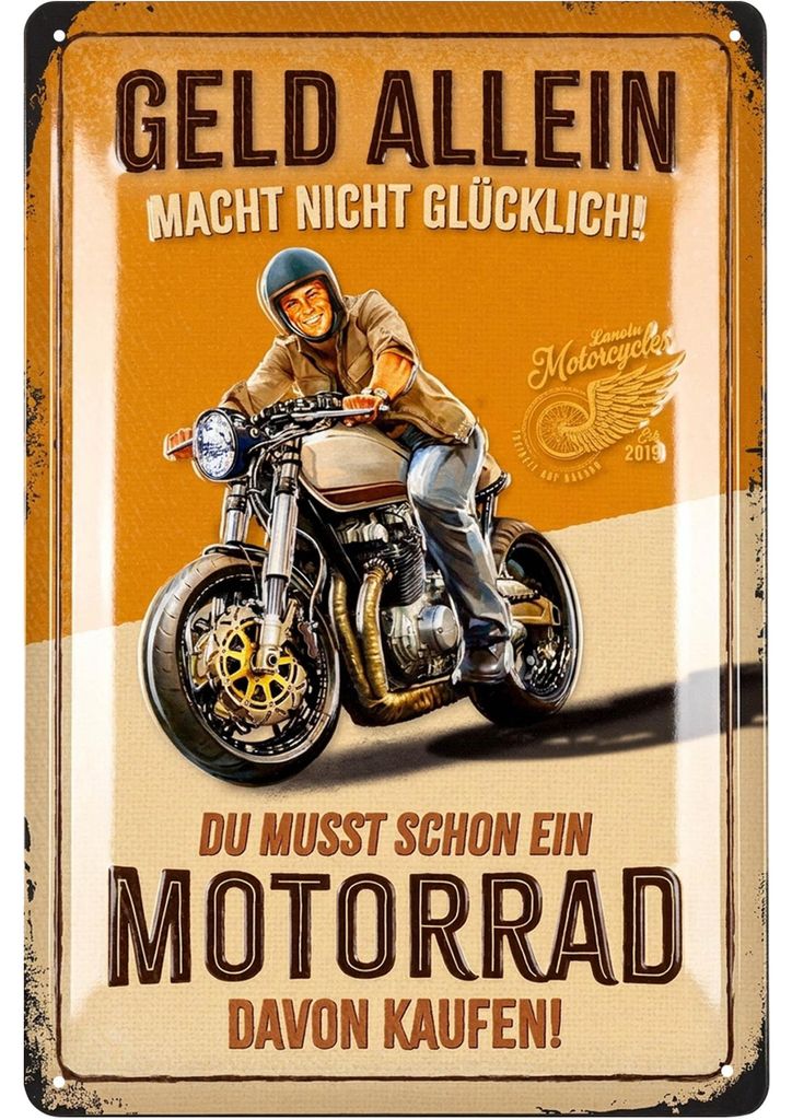 LANOLU Blechschild retro Motorrad Deko, Mottorad Geschenke Produktbild 