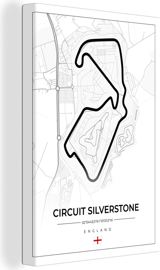OneMillionCanvasses - Leinwandbilder - 90x140 cm, Rennsport - England - Rennstrecke - Silverstone - Weiß, Wandbilder Kunstdruck Wanddekoration -...