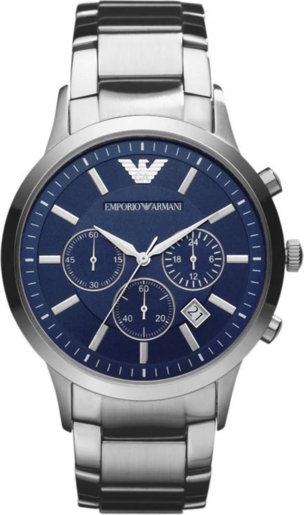 A close-up studio shot of an Emporio Armani watch.
