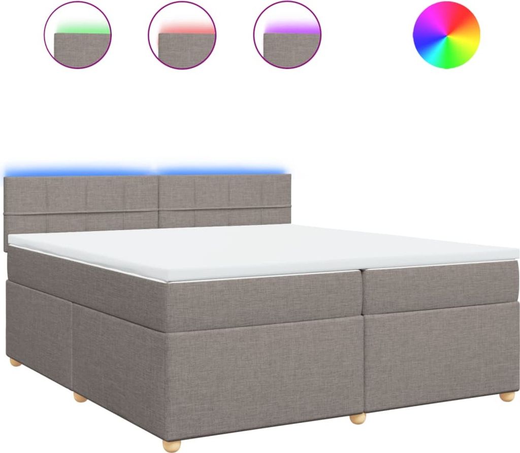 vidaXL Boxspringbett mit Matratze Taupe 200x200 cm Stoff Produktbild 