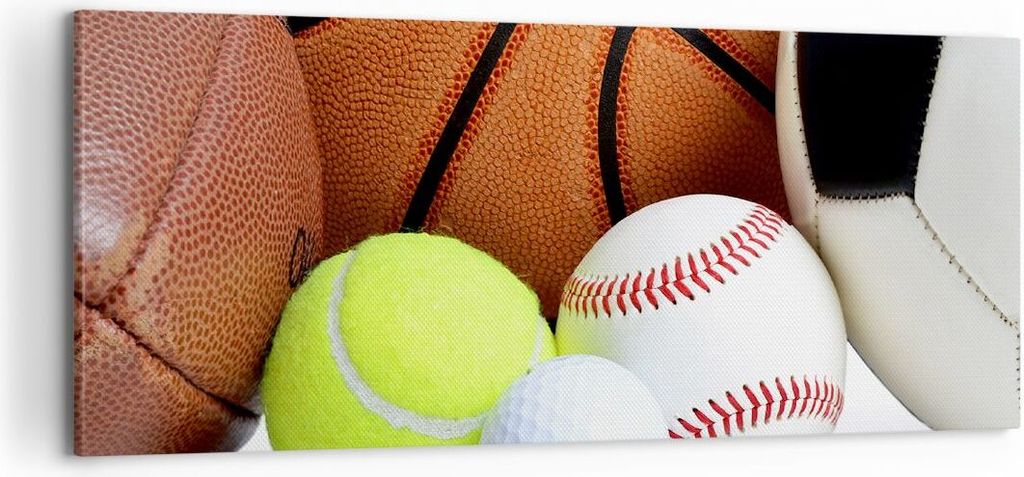 Bild auf Leinwand - Leinwandbild - Fußball Ball Sport Golf - 100x40cm - Wand Bild - Wanddeko - Leinwanddruck - Bilder - Kunstdruck - Wanddekoratio...