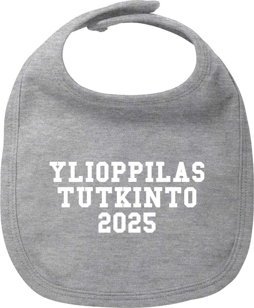 Huuraa Baby Lätzchen Ylioppilastutkinto 2025 Abschluss Finnland Heather Grey Klettverschluss Baumwolle Latz Geschenkidee