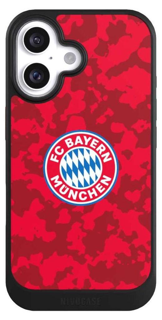 NIVOCASE Hülle für Apple iPhone 16 Handyhülle NIVOcore Case Schwarz FC Bayern München Camouflage FCB