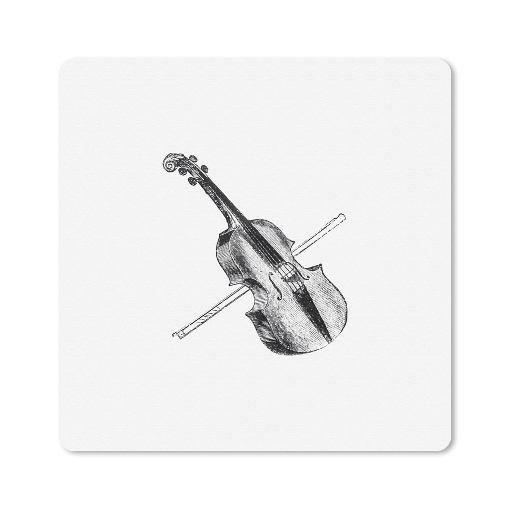 MuchoWow Mauspad Mousepad Retro - Geige - Musik 20x20 cm - Mousepads - Maus Mat - Pad - Mausunterlage - Desk Mat - Bureauartikeln