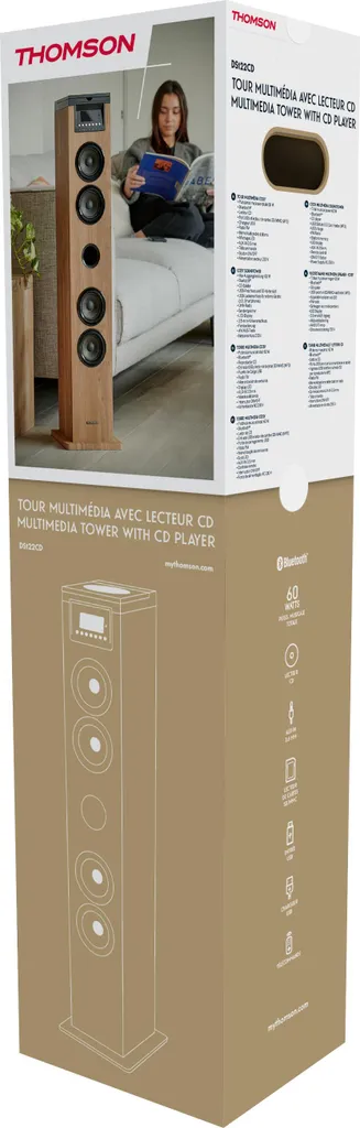 Système de son Thomson DS122CD Naturel-Noir : Enceinte Colonne Bluetooth