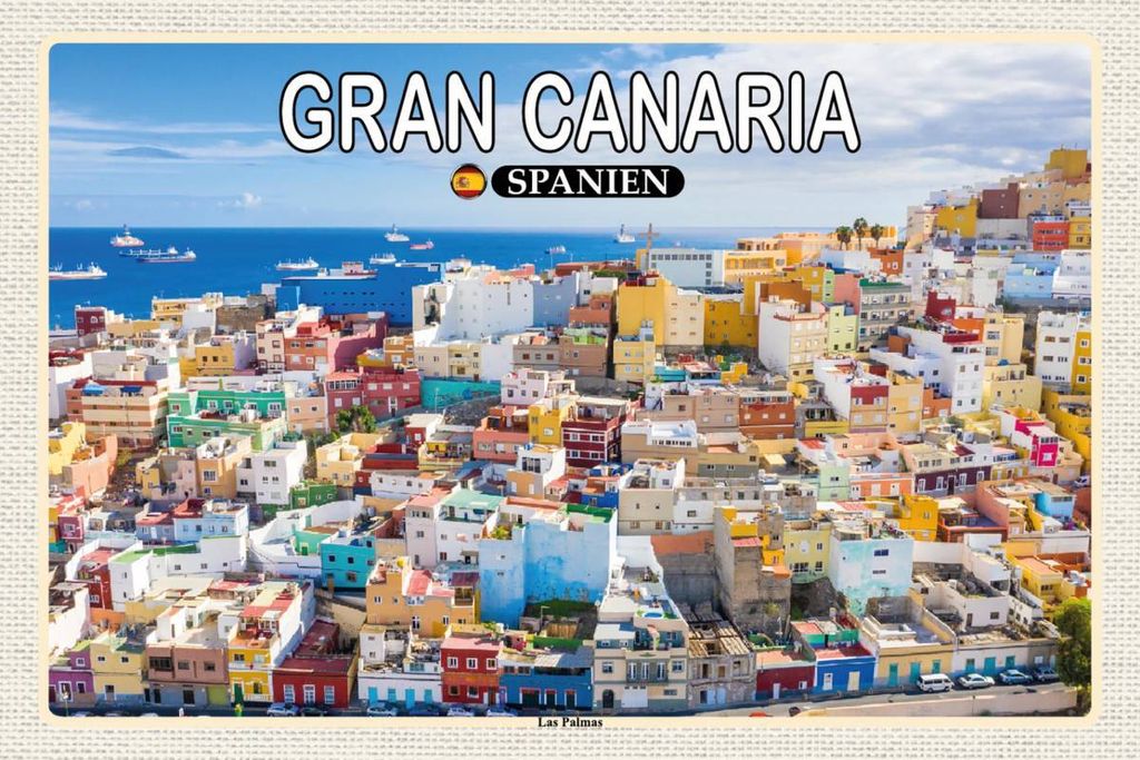 vianmo Holzschild 12x18 cm Gran Canaria Spanein Las Palmas Stadt Bildmotiv Reisemotiv Abenteuer Reisen