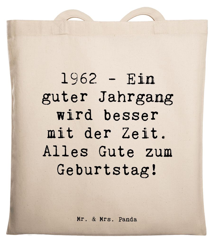 Mr. & Mrs. Panda Tragetasche Spruch 1962 Geburtstag - Transparent - Geschenk, Happy Birthday, Jahrgang, Jutebeutel, Geburtstagsgruß, Tasche, Glüc...
