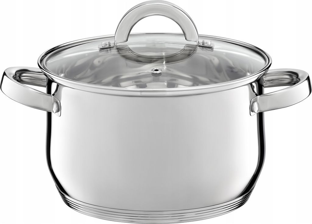 Kuketo | Edelstahl Kochtopf 24 cm Mit Glasdeckel 6,1 L – Induktion, Gas & Backofen – Extra Großer Silberner Topf