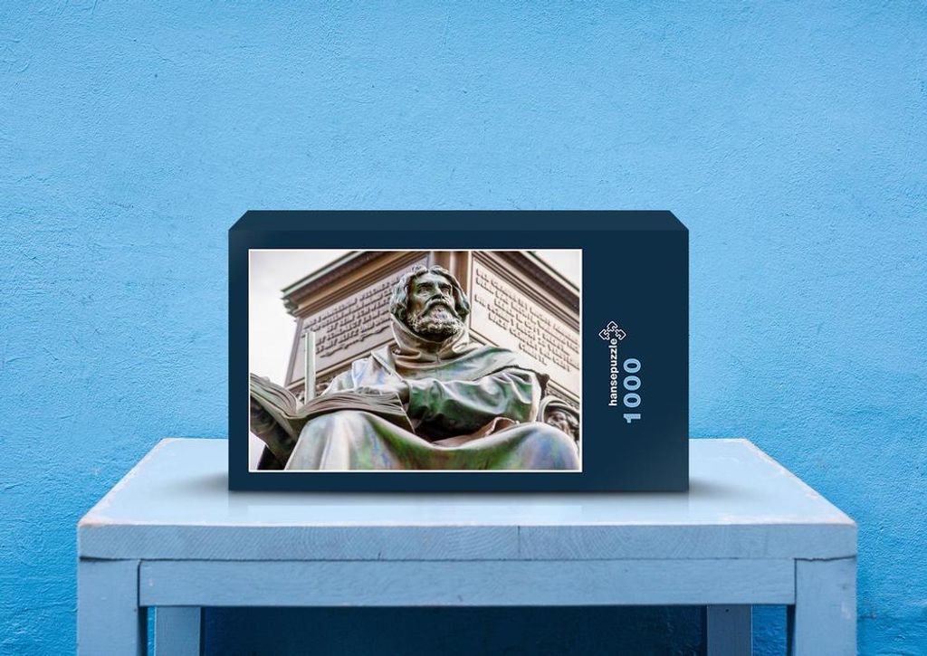 hansepuzzle 62056 - Bronze Statue Puzzle, 1000 Teile, Religion, 60,0 x 46,0cm mit hochwertiger Aufbewahrung, Kartonbox & Beutel