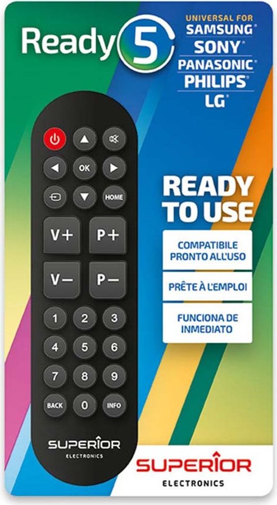 SUPERIOR Universal Ready 5-Fernbedienung für Samsung LG Panasonic Sony Sofort einsatzbereit