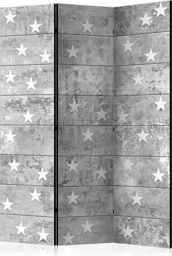 3-teiliger Doppelseitiger Vlies Paravent - Stars on Concrete 135x172 cm Muster f-A-0377-z-b