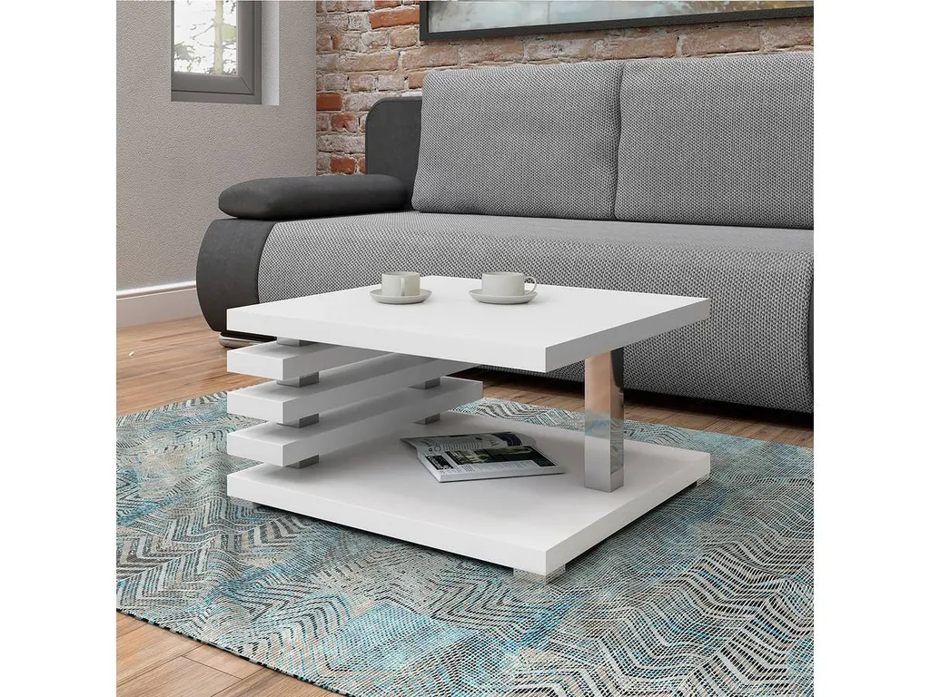 Table basse STORO blanche avec plateau résistant et finition minimaliste - 10