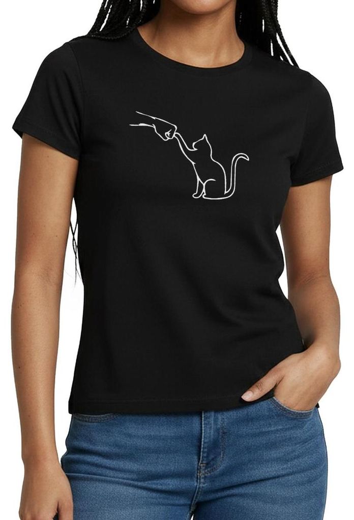Spreadshirt Katzenliebe Vater Sohn Verbindung Frauen T-Shirt, XL, Schwarz