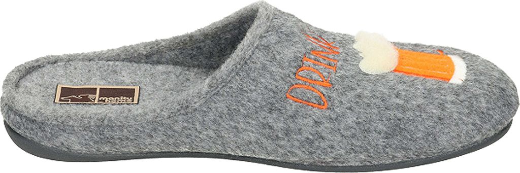 Manitu Herren Hausschuh Pantoffel Filz gestickter Schriftzug 220022, Größe:43 EU, Farbe:Grau