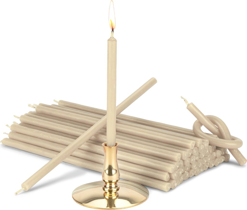Kerzenhalter mit Stabkerzen weiß Tropffrei L 16cm Premium Paraffinwachs 40010