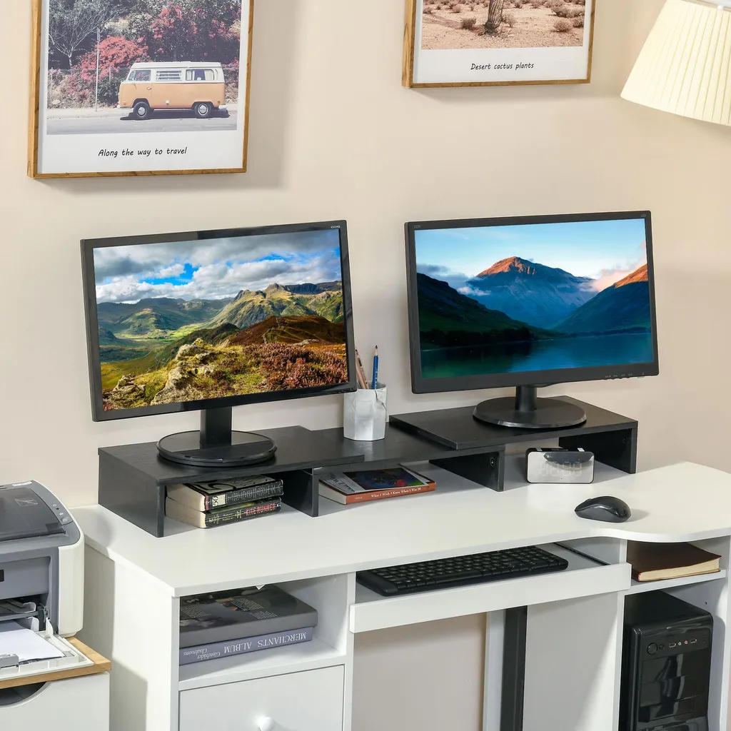 Support écran PC pour bureau, rehausseur extensible et réglable noir - 3