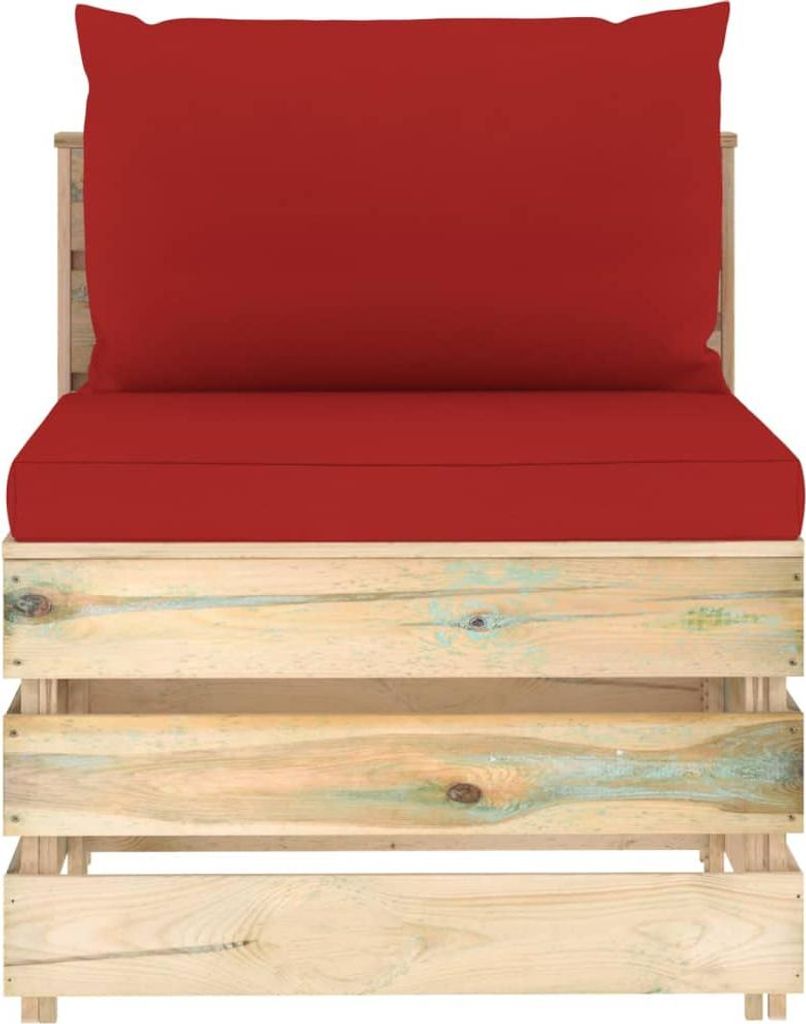 vidaXL Modulares Mittelsofa mit Kissen Grün Imprägniertes Holz