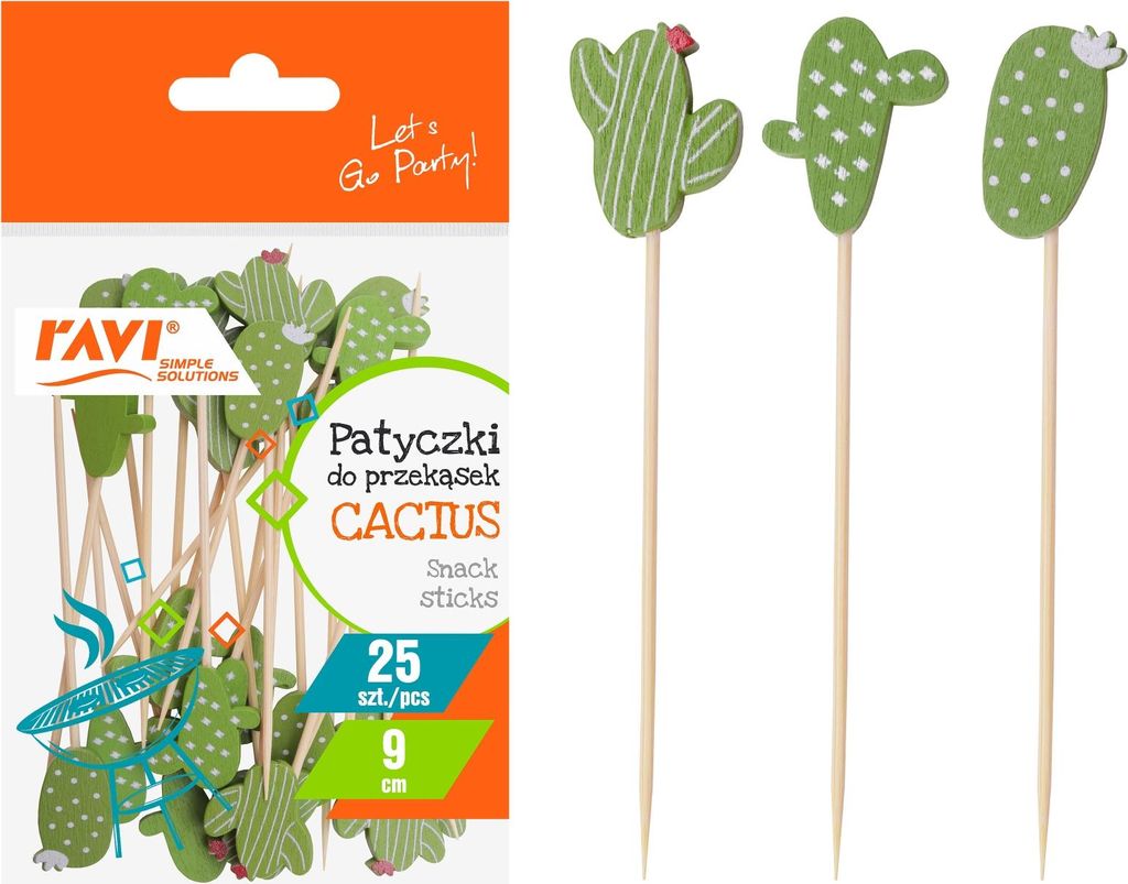 Kaktus-Snacksticks, 9 cm, 25 Stück, dekorative Kakteen, Naturholz