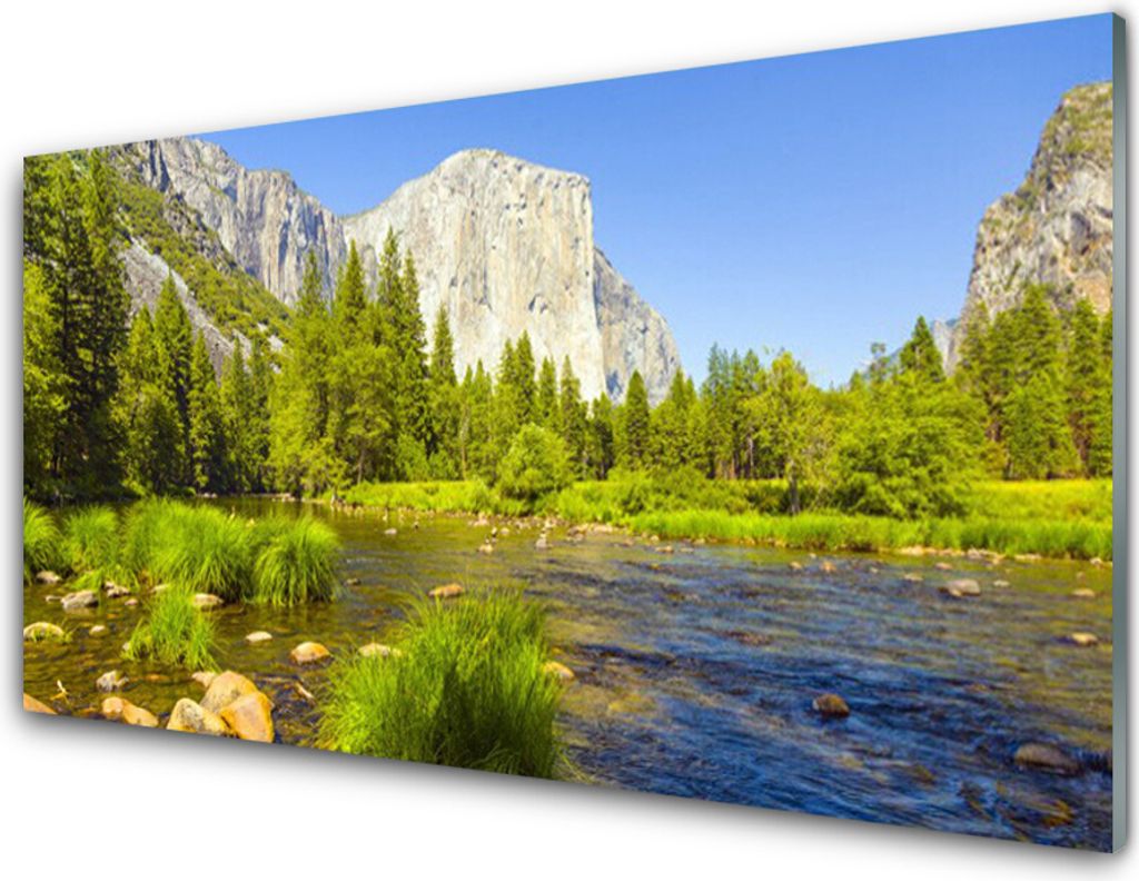 Küchenrückwand aus Glas 100x50cm Spritzschutz See Gebirge Wald Natur