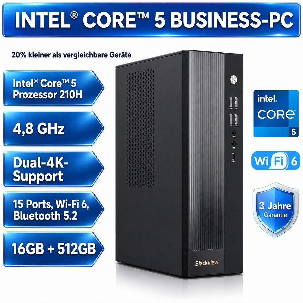 Blackview NEX60 Mini-PC: Intel Core 5 210H, 16GB DDR4 (max. Produktbild 