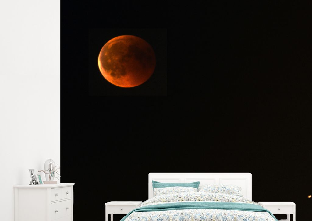 MuchoWow Fototapete für Wohnzimmer oder Schlafzimmer Wandtapete Vinyl Motivtapete Der Planet Mars an einem dunklen Sternenhimmel - 245x220 cm - ...