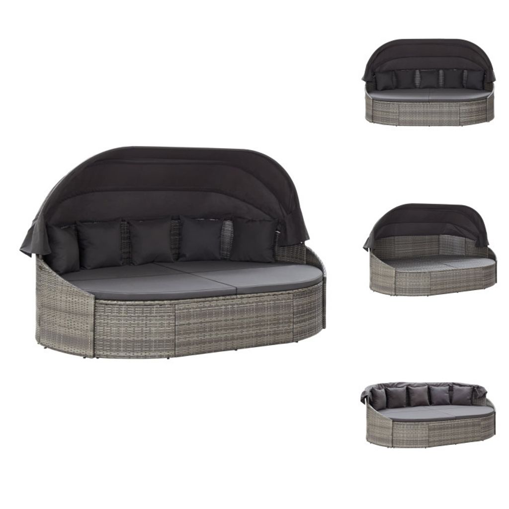 vidaXL Outdoor-Loungebett mit Dach Grau - Gartenbetten