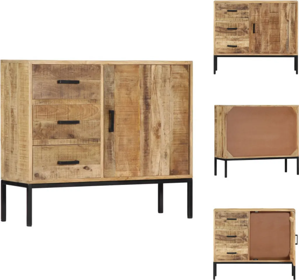Buffet vidaXL 88x30x71 cm en bois de manguier massif - Design Exotique