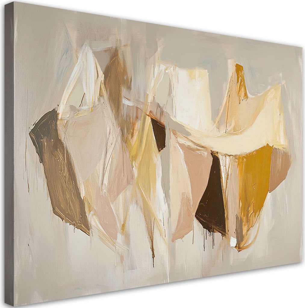 Leinwandbild Beige Moderne Abstraktion 100x70 Feeby Beige bild für die wand bereit zum aufhängen