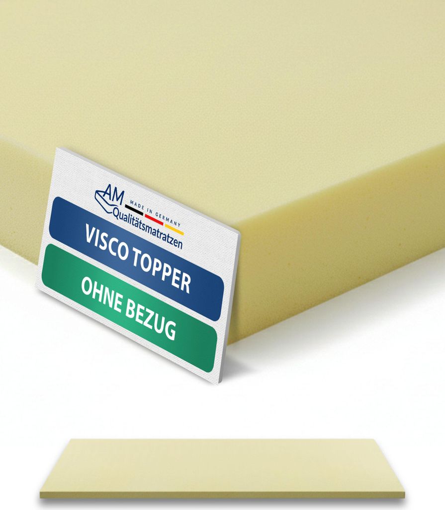 AM Qualitätsmatratzen | Visco-Topper | 180x200 cm | Ohne Bezug | Matratzentopper | 180/200 | Viscoschaum Topper | Memoryschaum