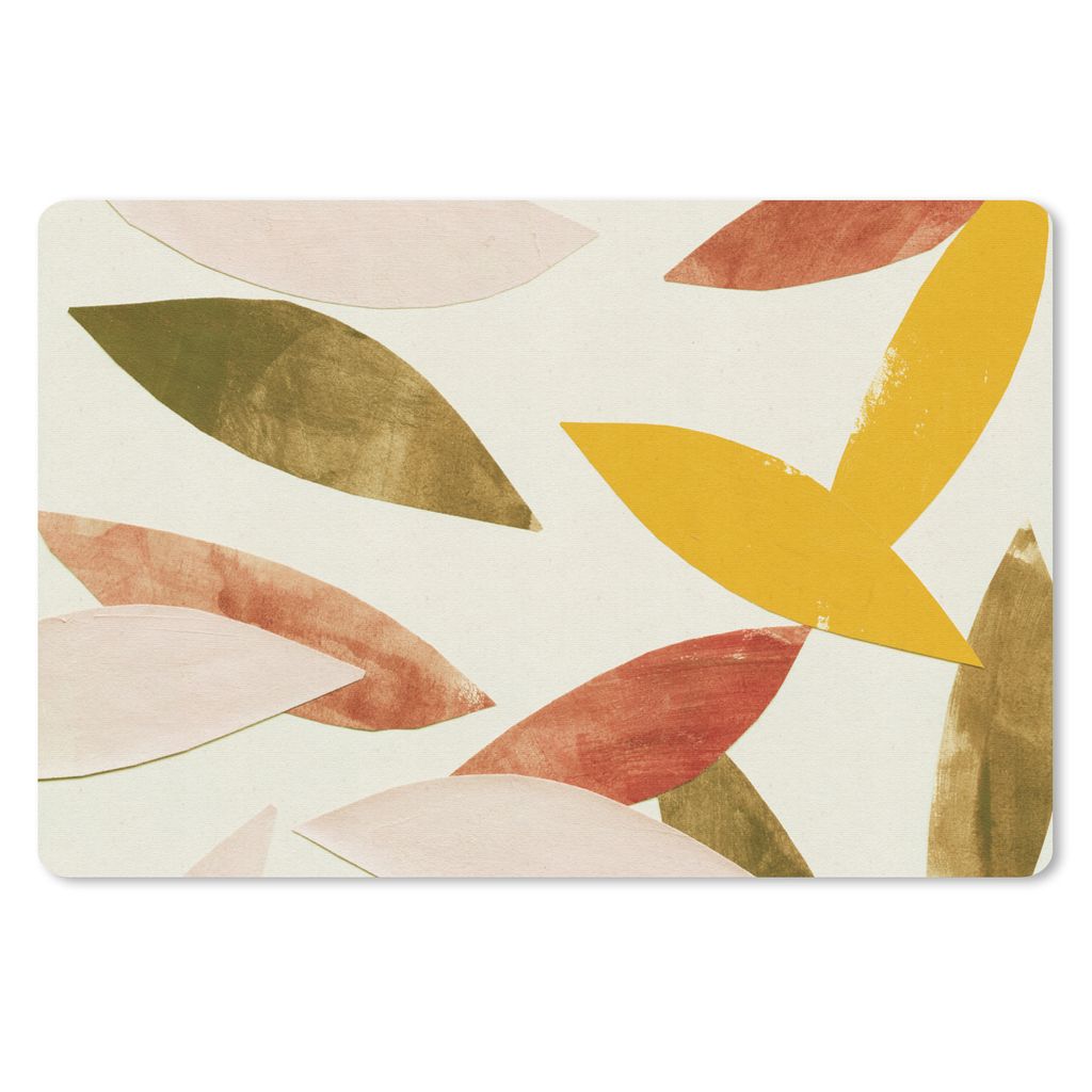 MuchoWow Schreibtischunterlage Blätter - Pflanzen - Farben - Pastell 60x40 cm - XXL Mauspad - Großes Mauspad