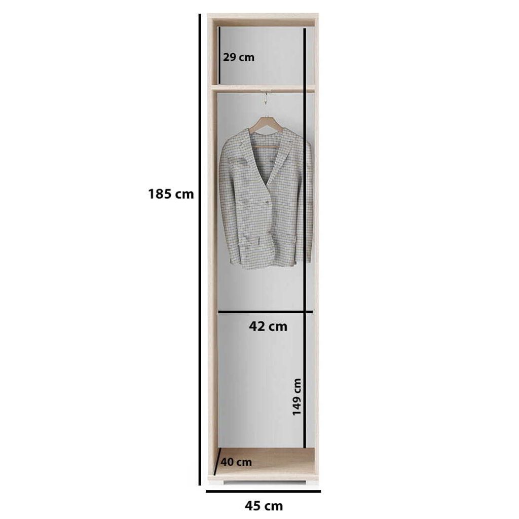 Garderoben-Set "MIKA", Kleiderschrank mit Polsterplatten, Produktbild 
