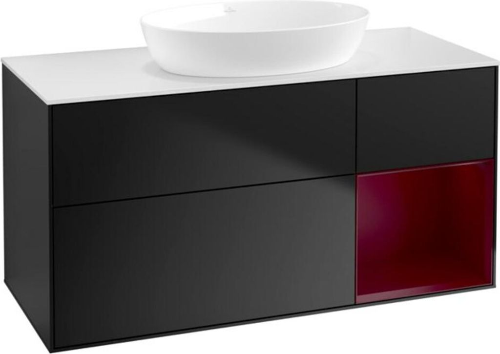 V&B Waschtischunterschrank Finion 120cm, Pl w m, Reg Peo m Lac, bla m Lac
