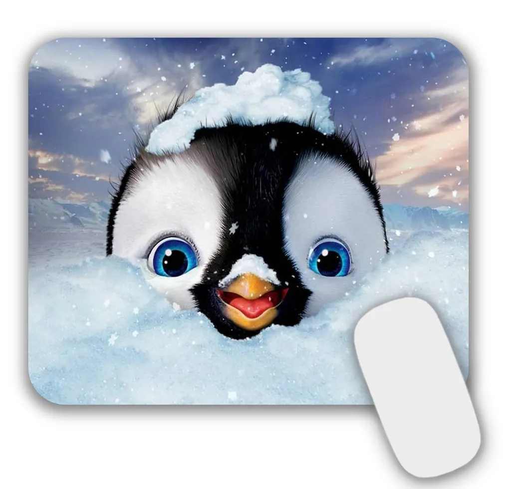 Tapis de souris antidérapant motif pingouins 24x20 cm surface lisse