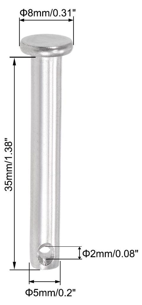 10 Stš¹ck Steckbolzen Einloch Gabelkopfstifte Gelenkstift Splintstift Flachekopf 5mm x 35mm aus Edelstahl 304