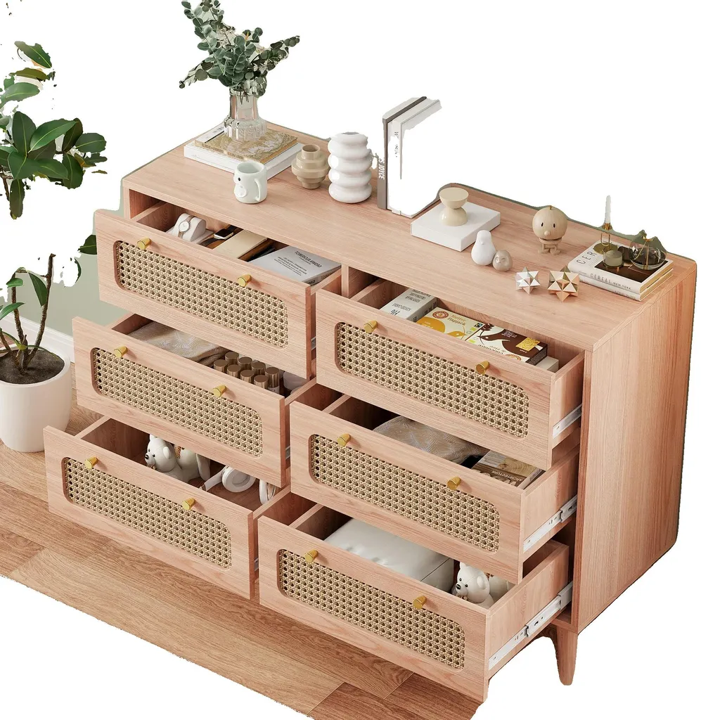 Commode 6 tiroirs marron : fini le désordre avec ce meuble gain de place