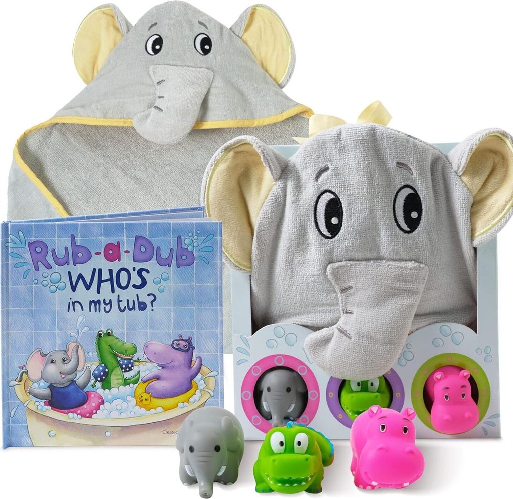 Tickle & Main Baby Badeset, 5-teiliges Elefantenhandtuch Produktbild 1