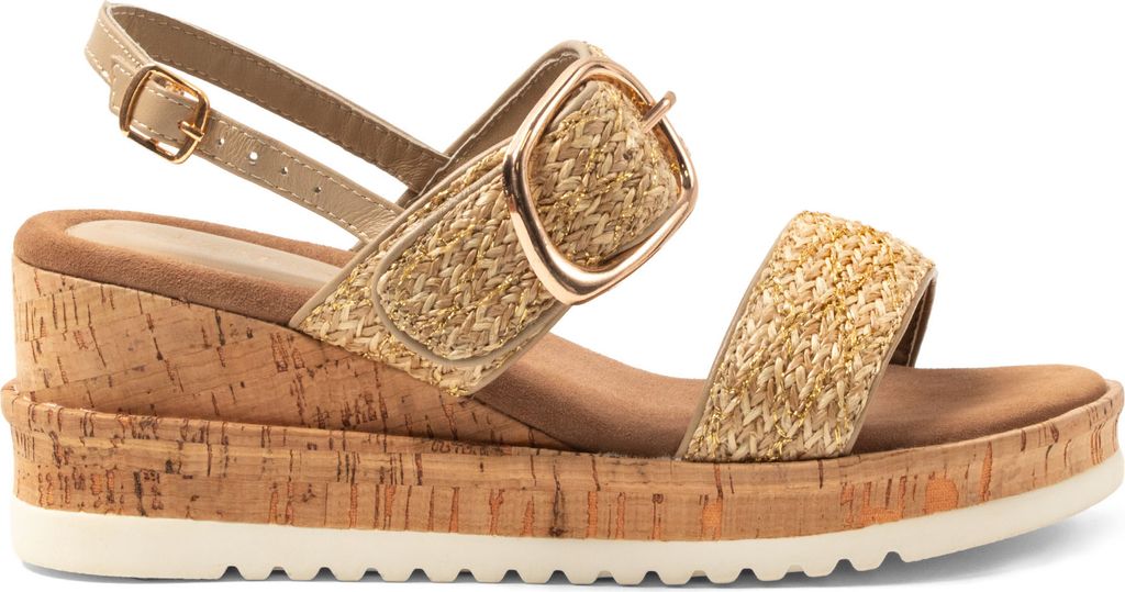 Lazamani Carla DamenSandalen Raffia Gold Größe 43
