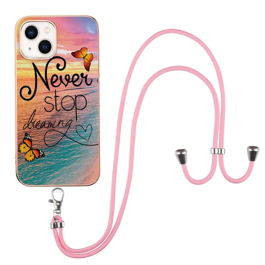 Cover iPhone 14 per Mamme | Custodia con Tracolla Oro e TPU Fantasia - 2