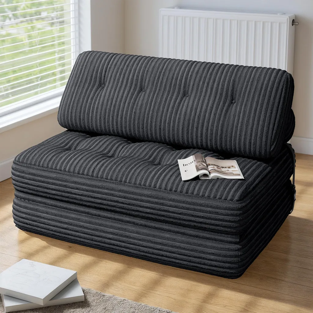 Canapé Convertible Compact Gris pour Petit Appartement 130x90x60 cm